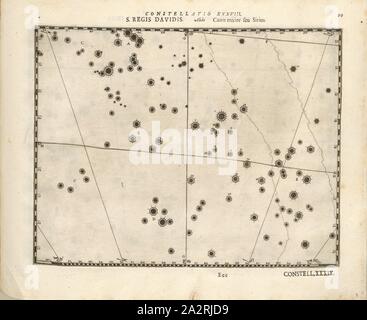 Maggiore canile, Constellation Big Dog, Constellatio XXXVIII, S. 99, Bayer, Johann; Schecks Kaspar, 1627, Julius Schiller, Johann Bayer Kaspar Schecks: Coelum stellatum Christianum convexum (...). Augustae Vindelicorum [Augsburg]: praelo Andreae Apergeri, 1627 Foto Stock