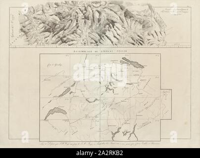 Assemblaggio del Swiss Atlas, sommario delle carte di parziale in Atlas, unsigned;, Meyer, Johann Rudolf; Weiss, Johann Heinrich;, 1796, Johann Heinrich Weiss, Johann Rudolf Meyer: Atlas Suisse. Aarau: [Johann Rudolf Meyer], 1796-1802 Foto Stock