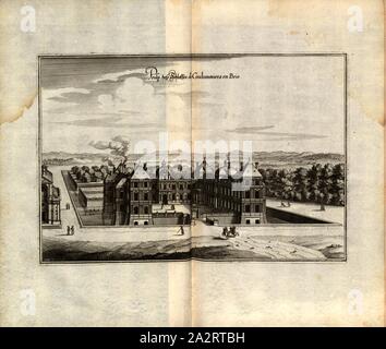 Prosp. Il castello di Desz de Coulommiers en Brie, Château de Coulommiers (Seine-et-Marne) in Francia, Fig. 156, p. 10, 1661, Martin Zeiller: topographia" Galliae, oder Beschreibung und der Contrafaitung vornehmbsten und bekantisten Oerter in dem mächtigen und grossen Königreich Franckreich: beedes auss eygner Erfahrung und den besten und berühmbtesten Scribenten, così in underschiedlichen Spraachen davon aussgangen seyn, auch auss erlangten Bericht und Relationen von etlichen Jahren hero zusammen getragen, richtige in Ordnung gebracht und auff Begehren zum Druck verfertiget. Franckfurt am Mayn: in Verlag Foto Stock