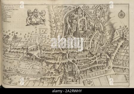 Losanna, città della Svizzera, Mappa di Losanna, p. 496, 1723 Johann Jakob Scheuchzer: Ouresiphoites Helveticus, sive, itinera per Helvetiae alpinas regiones facta annis MDCCII, MDCIII, MDCCIV, MDCCV, MDCCVI, MDCCVII, MDCCIX, MDCCX, MDCCXI (...). Lugduni Batavorum [Leiden]: typis ac sumptibus Petri van der Aa, MDCCXXIII [1723 Foto Stock