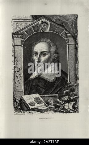 Guillaume Harvey, Ritratto di William Harvey, data apprezzato, firmato: H. Rousseau, Fig. 14, p. 281, Rousseau, H., 1869, Louis Figuier : il sistema VIES des sapienti illustres: depuis l'antiquité jusqu'au dix-neuvième siècle. Parigi: librairie internationale, 1869 Foto Stock