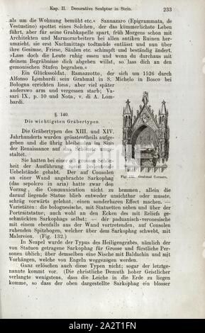 Grabmal Cormaro, la tomba di Federico Cormaro nella chiesa di San Silvestro al Quirinale a Roma, Fig. 132, p. 233, 1867, Jacob Burckhardt; Wilhelm Lübke: Geschichte der neueren Baukunst. Stoccarda: Verlag von Ebner & Seubert, 1867 Foto Stock