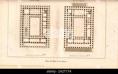 I piani del Palais de la Bourse, piano Palais Brongniart di Parigi, data stimata 54, dopo p. 358, p. 472, J. G. Legrand; C. P. Landon: Descrizione de Paris et de ses édifices: avec onu précis historique et des osservazioni sur le caractère de leur architettura, et sur les principaux objets d'art et de curiosité qu'ils renferment. Seconde édition, corrigée avec soin dans toutes ses parti, et considérablement augmentée. Bd. 1. Parigi. Strasburgo. Treuttel et Würtz, 1818 Foto Stock