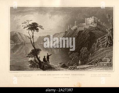 St. Goar e le rovine della fortezza di Rheinfels, visualizzare Rheinfels Castello vicino a St. Goar, p. 197, Tombleson, W. (CANC.); Drury, J. (sc.), 1837, [S. n.], la Belgique et Nassau, ou le touriste continental .... Londres: Chez Black et Armstrong, [1837 Foto Stock