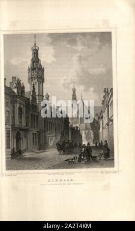 Alkmaar. Il San Laurens chiesa e il municipio, vista di Laurenskerk e municipio di Alkmar, firmato: L. Rohbock (CANC.); Joh. Poppel (sculp.), dopo p. 392, p. 583, Rohbock, Ludwig (CANC.); Poppel, Johann (sculp.), 1863, Der Rhein und die Rheinlande in malerischen Original-Ansichten: Abtheilung 3, sezione 2 / Holland. Darmstadt: Druck und Verlag von Gustav Lange, 1863 Foto Stock