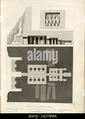 Spéos de Phré, in Abu-Sembil 2, sezioni trasversali del Grande Tempio di Abu Simbel, firmato: E. Prisse (CANC.), Bury (sculp.), Fig. 26, p. 119, Prisse, E (CANC.), Bury, J. (sculp.), 1853, Jules Gailhabaud: Monumenti anciens et modernes. Bd. 1. Parigi: Librairie de Firmin Didot frères, 1853 Foto Stock