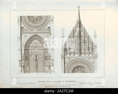 Chiesa di San Lorenzo a Norimberga. Germania, St. Chiesa di S. Lorenzo a Norimberga, firmato: J. Bury et Jourdan del, J. Bury et Lecoq sc, Pl., 50, Jourdan, Jean Marie (CANC.); seppellire, Jean Baptiste Marie (CANC. et sc.); Lecoq (sc.), 1853, Jules Gailhabaud: Monumenti anciens et modernes: raccolta formant une histoire de l'architettura des Peuples différents à toutes les epoche. Parigi: Librairie de Firmin Didot frères, 1853 Foto Stock