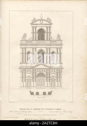 Chiesa di San Gervais e San Portais a Parigi. Francia, St Gervais-St-Protais chiesa di Parigi, firmato: J. Jourdan del, Hibon sc, Fig. 62, p. 262, Jourdan, J. (CANC.); Hibon, Auguste (sc.), 1853, Jules Gailhabaud: Monumenti anciens et modernes: raccolta formant une histoire de l'architettura des Peuples différents à toutes les epoche. Parigi: Librairie de Firmin Didot frères, 1853 Foto Stock