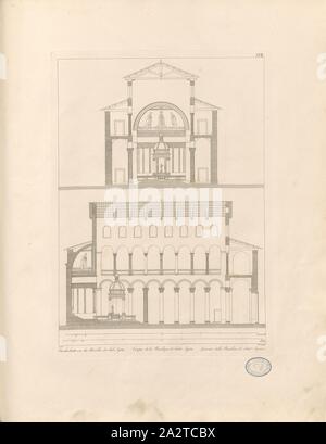 Media della Basilica del Santo. Agnese, la sezione trasversale della chiesa di Sant'Agnese fuori le mura a Roma, firmato: I. G. G, TAF. XVII, dopo p. 6, Christian Karl Josias von Bunsen: Die Basiliken des christlichen Rom: nach ihrem Zusammenhange mit Idee und Geschichte der Kirchenbaukunst. Bd. 2. München: Literarisch-artistische Anstalt der J. G. Cotta'schen Buchhandlung, [1824 Foto Stock