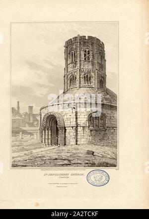 San sepolcri Chiesa, Cambridge, la Chiesa del Santo Sepolcro, anche la chiesa rotonda, a Cambridge, firmato: Etch'd da W. Woolnoth, a partire da un disegno di F. Mackenzie, Fig. 68, Pl. IV, dopo p. 90, Mackenzie, F. (disegno); Woolnoth, William (etching), 1812, John Britton: l'antichità architettoniche di Gran Bretagna: rappresentato ed illustrato in una serie di viste, elevazioni, piani, le sezioni e i dettagli di vari antichi edifici inglese: con la cronologia e conti descrittivo di ciascuno. Bd. 3. Londra: J. Taylor, 1807-1826 Foto Stock