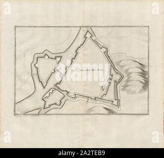 Châlons-sur-Saone, pianta della città di Chalon-sur-Saône del Ducato di Borgogna, Fig. 10, Vierder Theil, dopo p. 10, Martin Zeiller: topographia" Galliae, oder Beschreibung und der Contrafaitung vornehmbsten und bekantisten Oerter in dem mächtigen und grossen Königreich Franckreich: beedes auss eygner Erfahrung und den besten und berühmbtesten Scribenten così in underschiedlichen Spraachen davon aussgangen seyn auch auss erlangten bericht- und Relationen von etlichen Jahren zusammengetragen eroe in richtige Ordnung gebracht und auff begehren zum Druck verfertiget. Bd. 3. Frankfurt am Mayn: IM Foto Stock