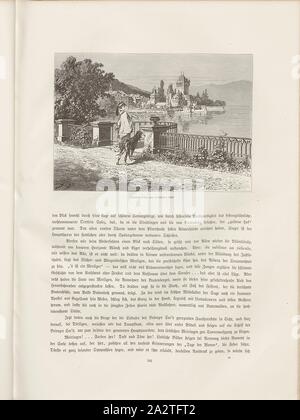 Oberhofen am Thuner vedere, illustrazione del lungomare in Oberhofen am Thunersee dal xix secolo, firmato: J. Z, Fig. 208, p. 241, Zügel, Joh., Woldemar Kaden: Das Schweizerland: eine Sommerfahrt durch Gebirg und Thal. Stoccarda: Engelhorn, 1875 Foto Stock