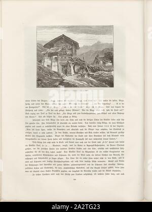 Tipo di Vallese casa in legno, illustrazione di un tipo di Vallese casa in legno del XIX secolo, firmato, Fig. 287, p. 332, Woldemar Kaden: Das Schweizerland: eine Sommerfahrt durch Gebirg und Thal. Stoccarda: Engelhorn, 1875 Foto Stock