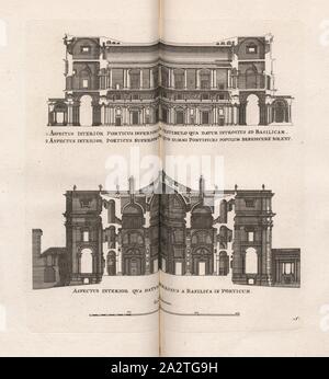 L'aspetto dell'interno ..., Basilica di San Pietro in Roma, Fig. 61, 5, dopo p. 94, Offizin Endter Nürnberg (imp.), 1775, Joachim Von Sandrart:Teutsche Academie der Bau- Bildhauer- und Maler-Kunst: worinn die Regeln und Lehrsätze dieser Künste gegeben, nicht weniger zu mehrerer Erläuterung die besten Exempel der alten und neuen Künstler in Kupfer beygefüget worden, wie solche in Rom auf das genaueste abgezeichnet sind: nebst den Lebensbeschreibungen der besten griechischen, römischen und neuen Künstler, ingleichen der Anzeige ihrer vornehmsten Werke. Nürnberg: verlegt in der Johann Foto Stock