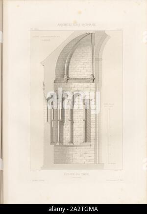 Chiesa di Thor Vaucluse 5, Notre-Dame-du-Lac in chiesa Le Thor, firmato: H. Revoil del, J. Penel, A. éditeur Morel, Fig. 75, Pl. LXI, dopo p. 50, Revoil, Henry (CANC.); Penel, J. (sc.); Morel, A. (éditeur), Henry Revoil: Architettura romane du Midi de la France: dessinée, mesurée et décrite. Bd. 1. Parigi: Vve A. Maurel & Cie, Libraires-Editeurs, MDCCC LXXIII. [1873 Foto Stock