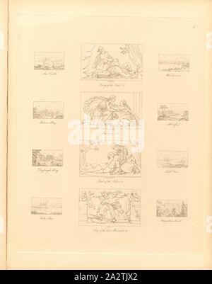 Bassorilievi dalla casa estiva sui giardini di Buckingham Palace, Aros Castello; signora del lago C.V, Windermere, Melrose Abbey; Marmion C. VI, Abbotsford, Dryburgh Abbazia; Signore delle isole C.V, Etive foro; il foro awe; Lay dell'ultimo menestrello C.II, Craignethan Castle, TAF. 19, 14, dopo p. 11, Bell, Giovanni (sc.); Timbrell, Henry (sc.), Ludwig Gruner; Anna Jameson: le decorazioni del giardino-pavilion nei giardini di Buckingham Palace. Londra : publ. da John Murray; Longman & Co.; P. & D. Colnaghi; F. G. Luna; e L. Gruner MDCCCXLVI Foto Stock