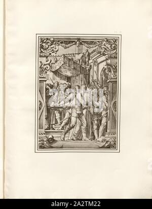 Pilato lavarsi le mani, Ponzio Pilato lavarsi le mani dopo la sentenza contro Gesù, Gesù coronato di spine e soldati, Pl. XI, dopo XLIII, Holbein, Hans (dess.); Boussod e Valadon & CIE (ed.), Eduard His: Dessins d'ornamenti de Hans Holbein: fac-simile en fotoincisione. Parigi: Boussod e Valadon & Cie, Editeurs, 1886 Foto Stock