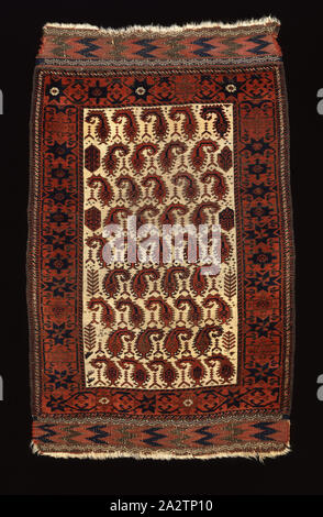 Rug, Baluchi persone, 1870-1880, lana, 38 x 60 in., tessile e della moda arte Foto Stock