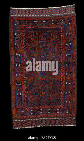 Rug, Baluchi persone, circa 1870, lana, 43 x 74 in., tessile e della moda arte Foto Stock