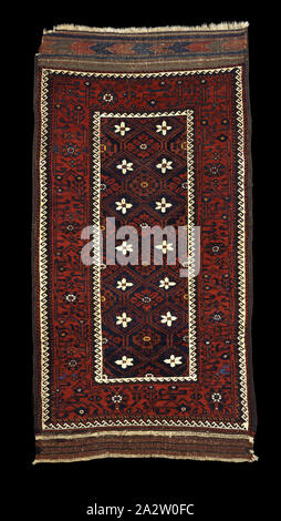 Rug, Baluchi persone, circa 1870, lana, 36 x 75 in., tessile e della moda arte Foto Stock