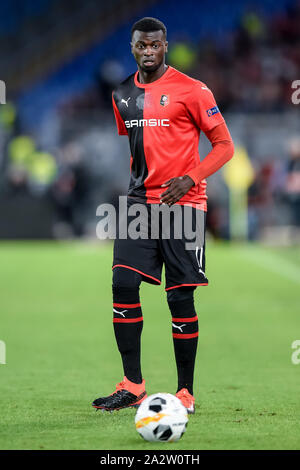 Roma, Italia. 03 ott 2019. Mbaye Niang di Rennes durante la UEFA Europa League match tra Lazio e Rennes presso lo Stadio Olimpico di Roma il 3 ottobre 2019. Foto di Giuseppe mafia. Credit: UK Sports Pics Ltd/Alamy Live News Foto Stock