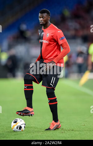 Roma, Italia. 03 ott 2019. Mbaye Niang di Rennes durante la UEFA Europa League match tra Lazio e Rennes presso lo Stadio Olimpico di Roma il 3 ottobre 2019. Credito: Giuseppe Maffia/Alamy Live News Foto Stock