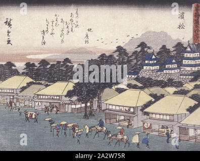 Stazione 30, Hamamatsu, Utagawa Hiroshige 歌川広重 (giapponese, 1797-1858), circa 1840, Color Woodblock Stampa, 6-3/16 x 8-3/16 in. (Immagine), Arte Asiatica Foto Stock