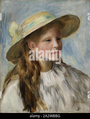 Bambina con un cappello (jeune fille au chapeau), Pierre Auguste Renoir (Francese, 1841-1919), 1894, olio su tela, 16-1/4 x 13 in. (Tela) 21-7/8 x 18-7/8 in. (Incorniciato), europeo la pittura e la scultura 1800-1945 Foto Stock