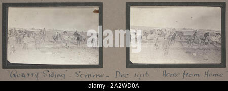 Fotografia - "Quarry schierata', Francia, sergente John Lord, guerra mondiale I, 1916, stampa fotografica in bianco e nero che raffigura la cava schierata situato nella valle tra le città di Bazentin-le-Grand e Montauban, Francia. Montauban è stata attaccata e catturata dalle forze britanniche nel primo giorno della battaglia della Somme, 1 luglio 1916 e rimase in mano Alleata fino al marzo 1918. Come battaglie continua intorno alla città di Montauban, Cava schierata Foto Stock