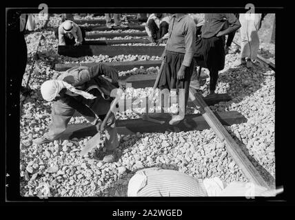 Le riparazioni su Lydda-Jerusalem railroad, Sett. 5, '38 Foto Stock