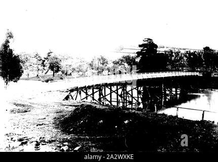 Negativo - Distretto di Geelong, Victoria, circa 1930, Princes ponte sopra il fiume Barwon Foto Stock