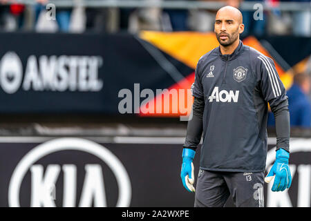 DEN HAAG, Paesi Bassi. 03 ott 2019. Calcio, Cars jeans Stadium, Europa League, stagione 2019-2020, Manchester United portiere Grant Lee, durante la partita AZ - Manchester United, Credito: Pro scatti/Alamy Live News Foto Stock