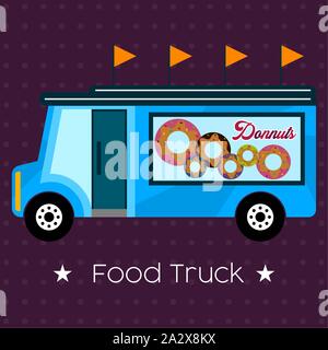 Ciambella cibo carrello. Street food - illustrazione vettoriale Illustrazione Vettoriale