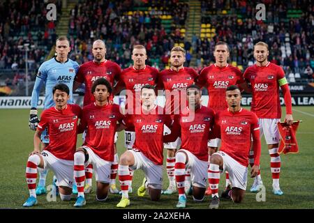 DEN HAAG, Paesi Bassi. 03 ott 2019. AZ foto del team durante la gara di Europa League AZ Alkmaar vs manchester united il 3 di ottobre 2019 a Den Haag, Paesi Bassi. (Foto di Sander Chamid/credito SCS: Aflo Co. Ltd./Alamy Live News Foto Stock