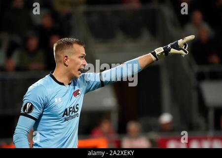 DEN HAAG, Paesi Bassi. 03 ott 2019. Marco Bizot (AZ) durante la gara di Europa League AZ Alkmaar vs manchester united il 3 di ottobre 2019 a Den Haag, Paesi Bassi. (Foto di Sander Chamid/credito SCS: Aflo Co. Ltd./Alamy Live News Foto Stock