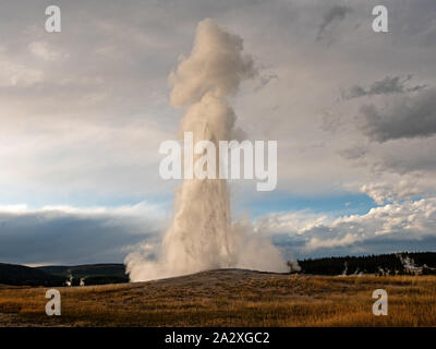 Geyser Old Faithful, il Parco Nazionale di Yellowstone, Wyoming Foto Stock