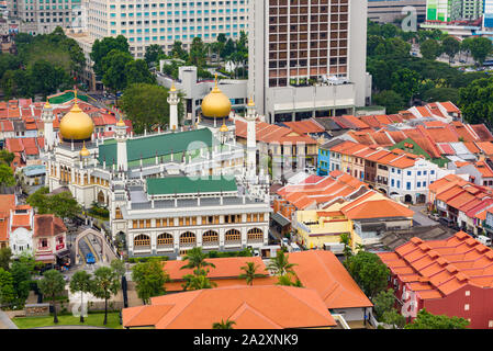 Singapore, 23 Feb 2016: Veduta aerea della maestosa Moschea del Sultano. Foto Stock