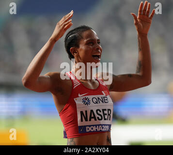 Doha in Qatar. 03 ott 2019. Salwa Eid Naser (BRN) vince 400m medaglia d'oro durante la IAAF Campionati del Mondo Al Khalifa International Stadium. Credito: SOPA Immagini limitata/Alamy Live News Foto Stock