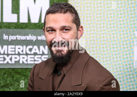 Londra, Regno Unito. 03 ott 2019. Shia LaBeouf assiste la premiere del burro di arachidi Falcon come parte del BFI London Film Festival al Luxe Odeon Leicester Square a Londra. Credito: SOPA Immagini limitata/Alamy Live News Foto Stock