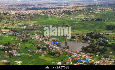 Vista aerea di antico laghetto Taudaha a Kathmandu in Nepal Foto Stock