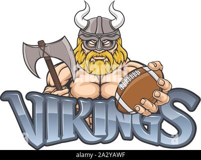 Viking Football Americano mascotte sportive Illustrazione Vettoriale