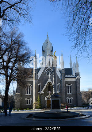 La Assembly Hall della Chiesa di Gesù Cristo dei Santi degli Ultimi Giorni in Salt Lake City. Foto Stock