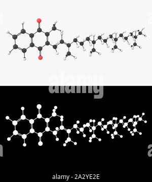 3D illustrazione di una vitamina K1 molecola con strato di alfa Foto Stock