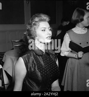 Sophia Loren. Attrice italiana, mostrato durante la visita di Stoccolma in Svezia nel dicembre 1955. Foto Stock