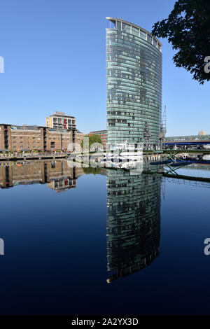 No.1 West India Quay, Marriott Hotel, Hertsmere Road, North Dock, Docklands, East London, Regno Unito Foto Stock