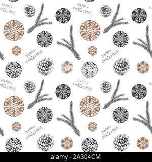 Seamless pattern di Natale - disegnate a mano look retrò- per avvolgere carta Illustrazione Vettoriale