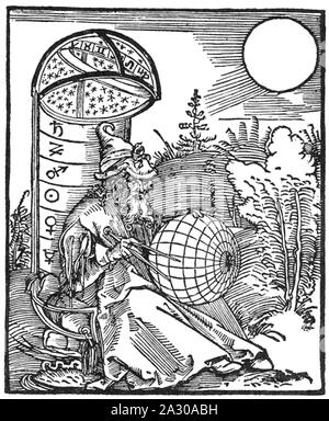 ALBRECHT DÜRER (1471-1528), artista tedesco. Incisione su legno di un astronomo. Foto Stock