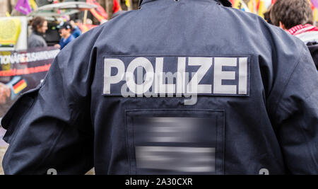 Polizia a demo Foto Stock