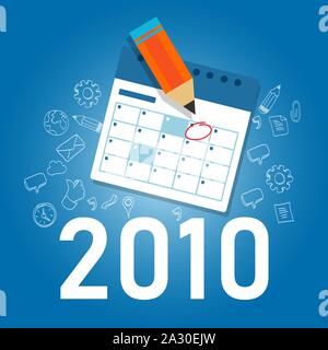 2010 Anno nuovo data obiettivo calendario. Gestione aziendale o personale promemoria data di nomina Illustrazione Vettoriale