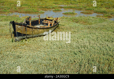 Relitto in barca sulla riva Foto Stock